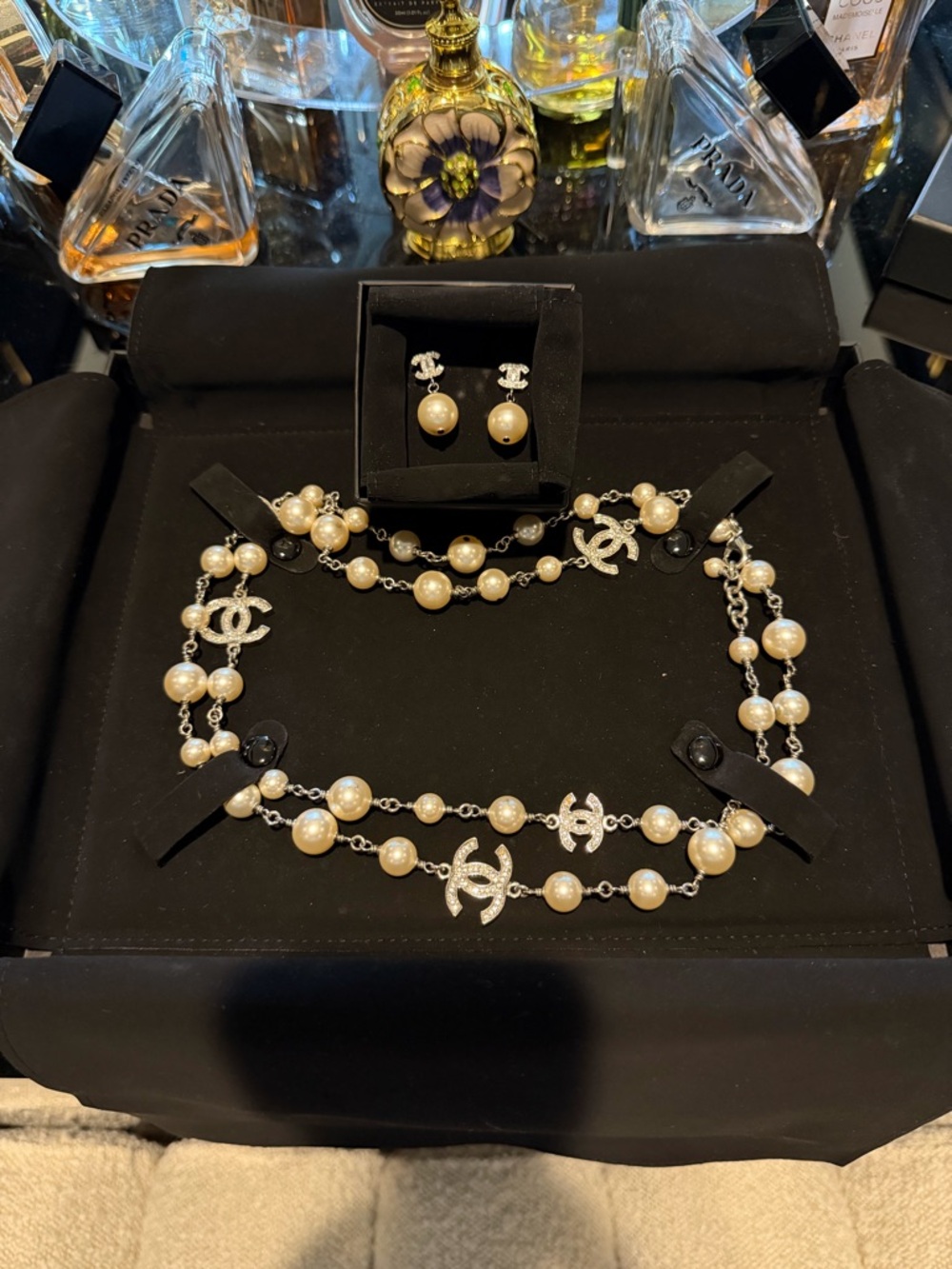Chanel Pearl Earrings-only in Ivory and Silver setting